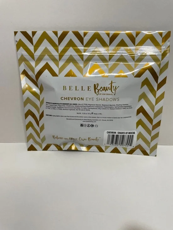 NIB BELLE BEAUTY EYESHADOW.  Chevron Gold Cosmetic & Brush Set - Picture 4 of 5